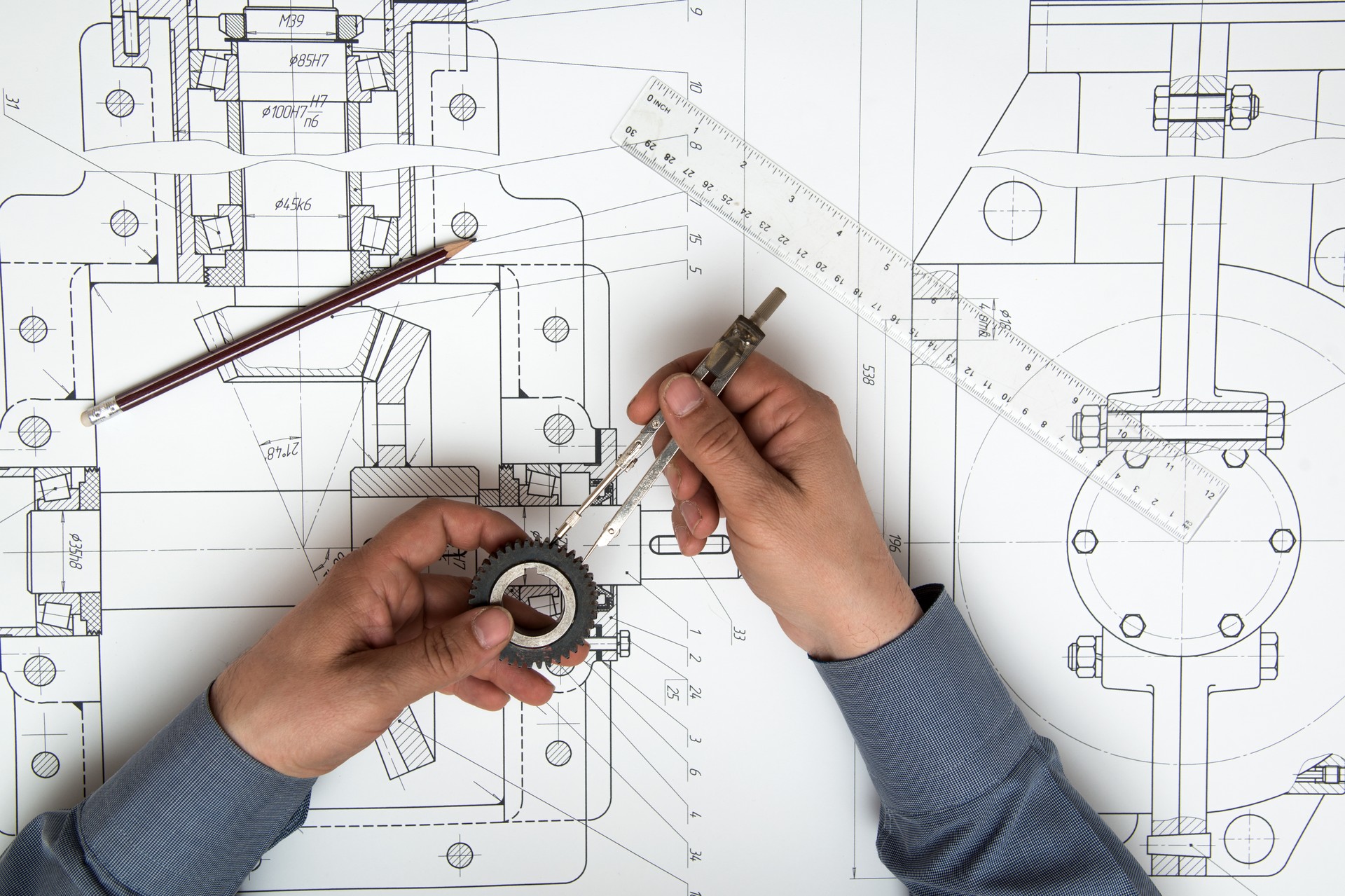 Technical drawing in machines production